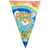 Vlaggenlijn flower power hippie feest decoratie 5 meter Multi