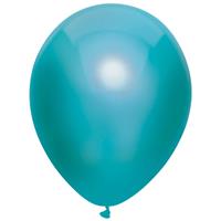 10x Turquoise blauwe metallic ballonnen 30 cm Blauw