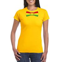 Shoppartners Geel t-shirt met Limburgse vlag strik voor dames