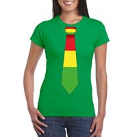Shoppartners Groen t-shirt met Limburgse vlag stropdas voor dames