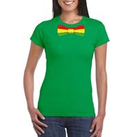 Shoppartners Groen t-shirt met Limburgse vlag strik voor dames