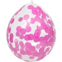 4x Transparante ballon roze confetti 30 cm Transparant
