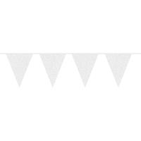 Witte glitter vlaggenlijn 10 meter Wit