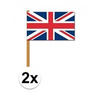 2x stuks Luxe zwaaivlaggen Engeland Multi