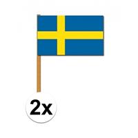 2x Luxe zwaaivlag Zweden Multi