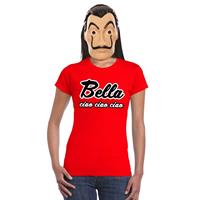 Shoppartners Rood Bella Ciao t-shirt met La Casa de Papel masker dames Rood