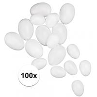 Rayher hobby materialen 100x Plastic eieren wit 4,5 cm Wit