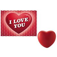Valentijn - Valentijnsdag cadeau hartvormige stressbal met valentijnskaart Rood