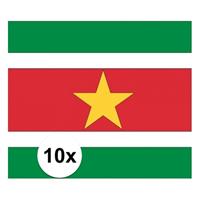 Shoppartners 10x stuks Vlag Suriname stickers Multi