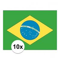 Shoppartners 10x stuks Vlag Brazilie stickers Multi