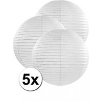 5x stuks witte luxe lampionnen van 50 cm Wit