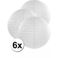6x stuks witte luxe lampionnen van 50 cm Wit