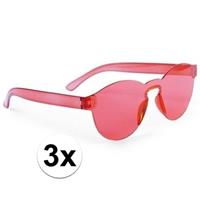 Toppers - 3x Rode verkleed zonnebrillen voor volwassenen