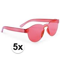Toppers - 5x Rode verkleed zonnebrillen voor volwassenen