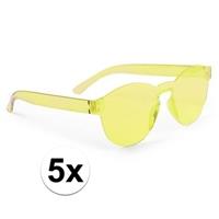 5x Gele verkleed zonnebrillen voor volwassenen