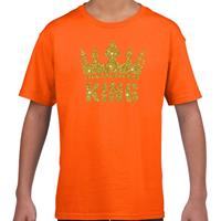 Shoppartners Oranje King gouden kroon t-shirt kinderen 9-11 jaar (134/146) Oranje
