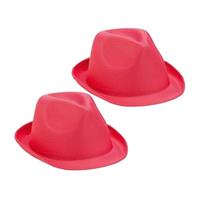 2x Roze trilby verkleed hoedjes voor volwassenen