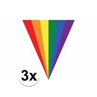 3x Gay pride regenboog slingers vlaggenlijnen 5 meter Multi