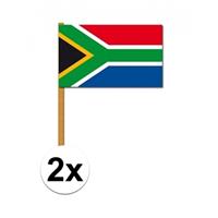 2x Luxe zwaaivlaggen Zuid Afrika 30 x 45 cm Multi