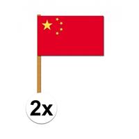 2x Luxe zwaaivlaggen China 30 x 45 cm Multi
