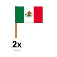 2x Luxe zwaaivlaggen vlag Mexico 30 x 45 cm Multi