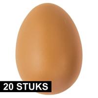 20x Plastic bruine eieren 6 cm hobby materiaal Bruin