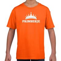 Shoppartners Oranje Prinsesje met kroon t-shirt meisjes (146-152) Oranje