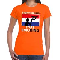 Shoppartners Oranje Stop thinking start smoking t-shirt dames Oranje