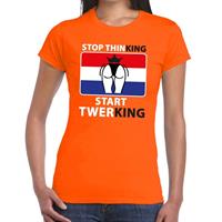 Shoppartners Oranje Stop thinking start twerking t-shirt dames Oranje