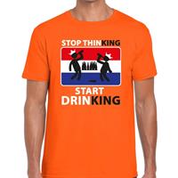 Shoppartners Oranje Stop thinking start drinking t-shirt heren Oranje