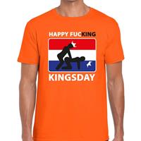 Shoppartners Oranje Happy fucking Kingsday t-shirt heren Oranje