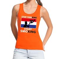 Shoppartners Oranje Stop thinking start smoking tanktop / mouwloos shirt dame Oranje
