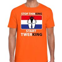 Shoppartners Oranje Stop thinking start twerking t-shirt heren Oranje