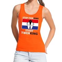 Shoppartners Oranje Stop thinking start twerking tanktop / mouwloos shirt dam Oranje