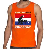 Shoppartners Oranje Happy fucking Kingsday tanktop / mouwloos shirt heren Oranje