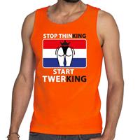 Shoppartners Oranje Stop thinking start twerking tanktop / mouwloos shirt her Oranje