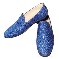 Toppers - Blauwe glitter pailletten disco instap schoenen voor heren