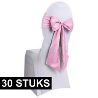 30x Bruiloft stoel decoratie lichtroze strikken Roze