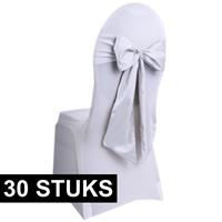 30x Bruiloft stoel decoratie witte strikken Wit