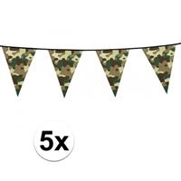 5x Camouflage vlaggenlijnen 6 meter Groen