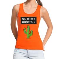 Shoppartners Wil je een Knuffel tekst tanktop / mouwloos shirt oranje dames Oranje
