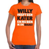 Shoppartners Oranje Koningsdag Willy heeft een kater t-shirt dames Oranje