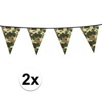 2x Camouflage vlaggenlijnen 6 meter Groen
