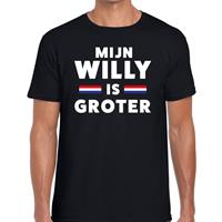 Shoppartners Zwart Mijn Willy is groter t-shirt voor heren