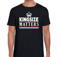 Shoppartners Zwart Koningsdag Kingsize matters t-shirt voor heren