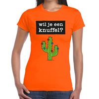 Shoppartners Wil je een Knuffel tekst t-shirt oranje dames Oranje