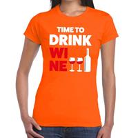 Shoppartners Time to Drink Wine tekst t-shirt oranje dames Oranje