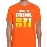 Shoppartners Time to Drink Beer tekst t-shirt oranje heren Oranje
