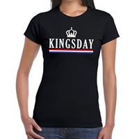 Shoppartners Zwart Kingsday met Hollandse vlag en kroontje t-shirt voor dames