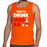 Shoppartners Time to Drink Vodka tekst tanktop / mouwloos shirt oranje heren Oranje
